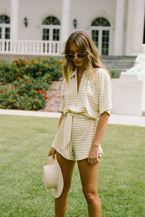 SAMPLE-Comfy Stripe Playsuit - Yellow