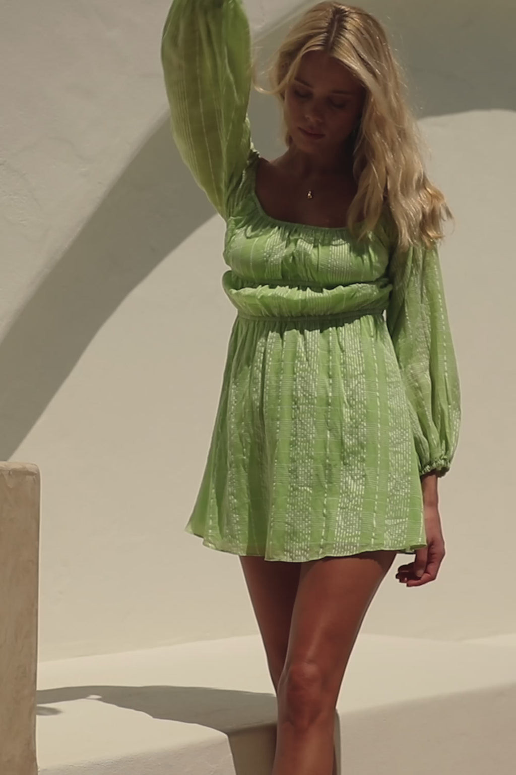 Leto Off Shoulder Mini Dress - Green