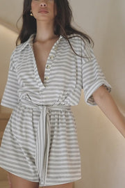 Comfy Stripe Playsuit - Grey
