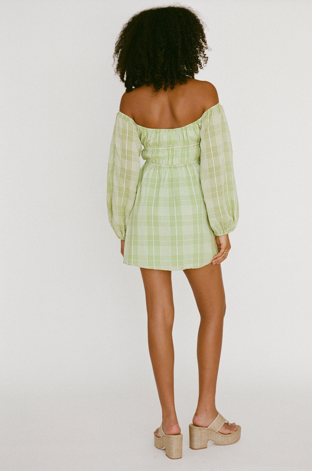 Leto Off Shoulder Mini Dress - Green
