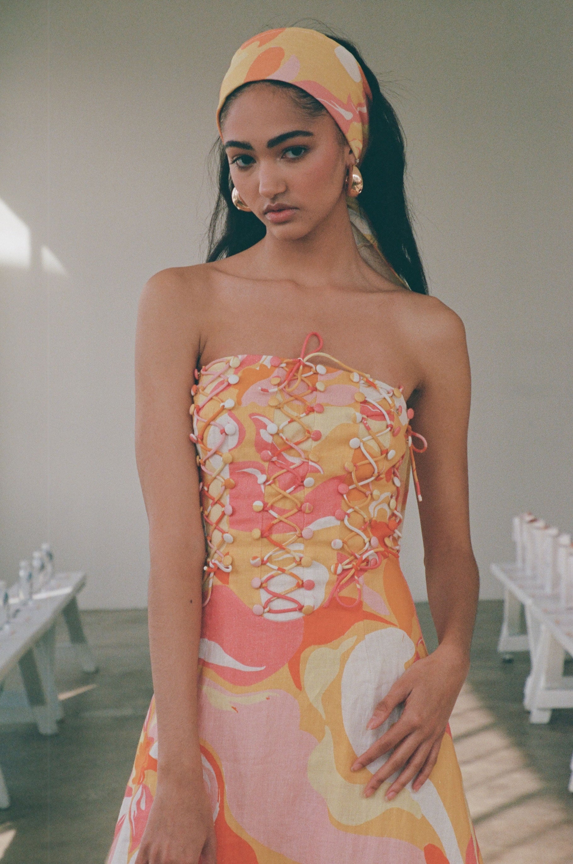 Kahlo Strapless Midi Dress - Calista Sunset
