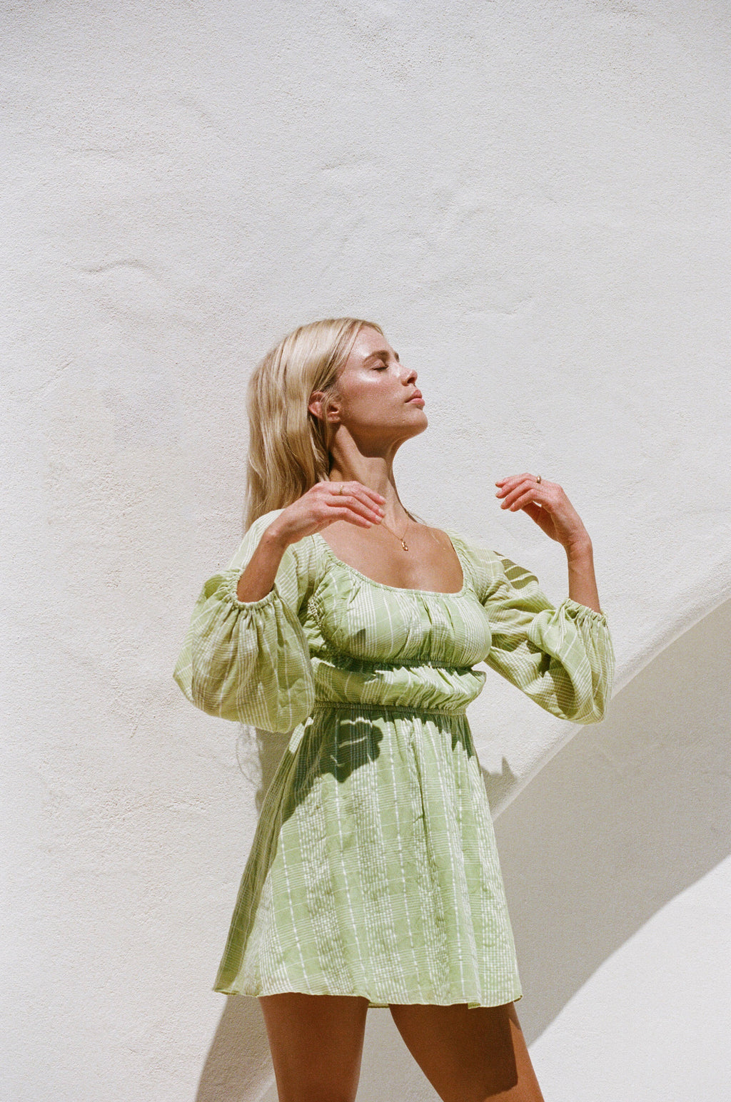 Leto Off Shoulder Mini Dress - Green
