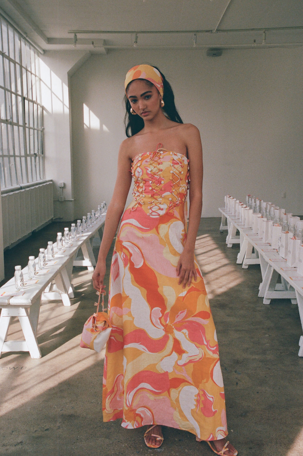 Kahlo Strapless Midi Dress - Calista Sunset