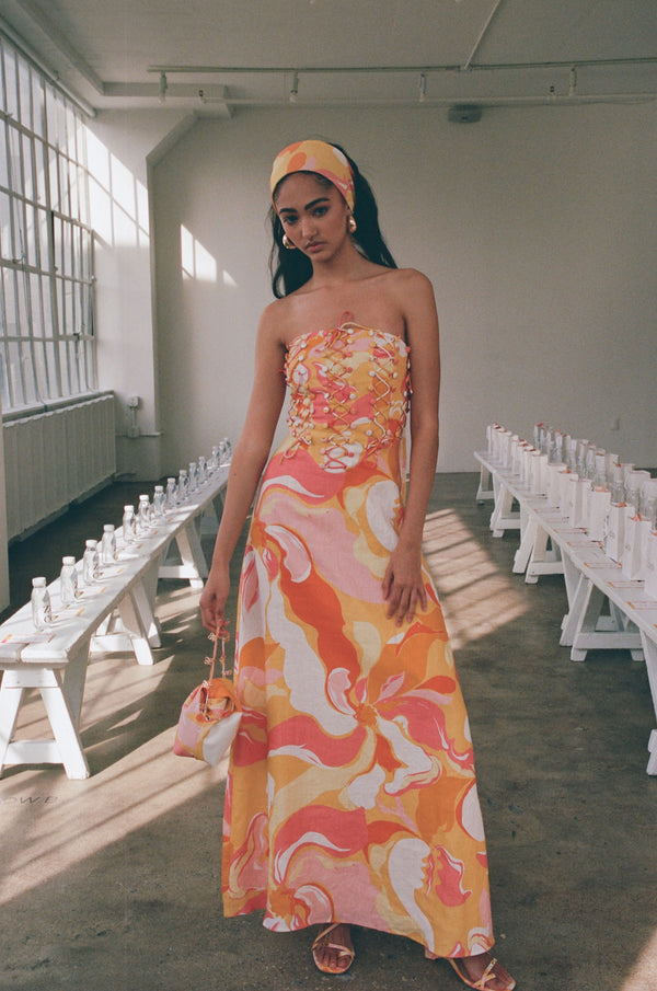 Kahlo Strapless Midi Dress - Calista Sunset