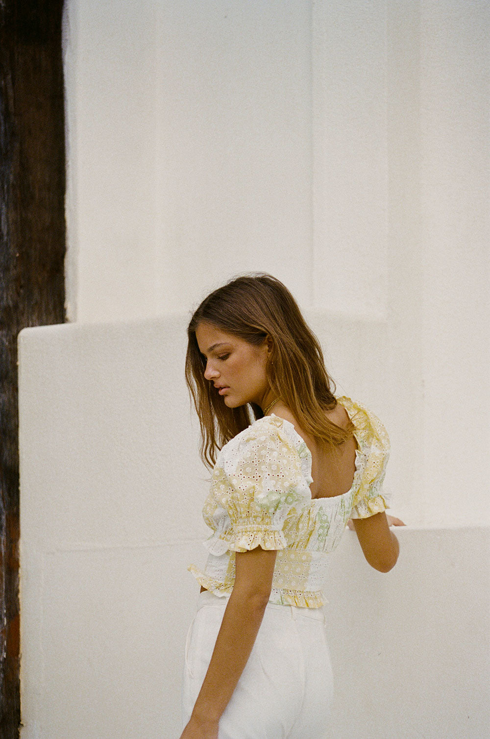 SAMPLE-Amarelo Shirred Top